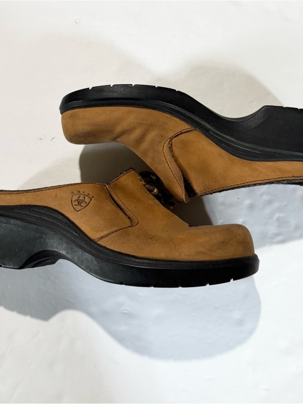 Ariat Leather Western Slip-On Clogs Size 6.5M Brown